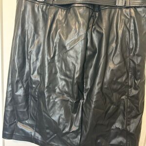 Calvin Klein Black Leather Pencil Skirt